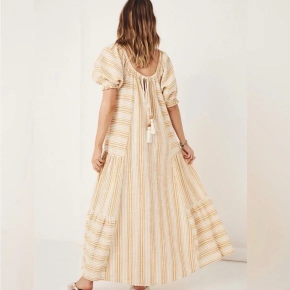 Spell the Gypsy lady palm gown - yellow and white striped - M - Picture 2 of 5